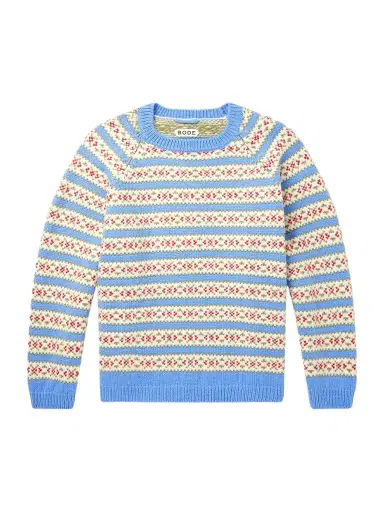 BODE Wedgewood Intarsia-Knit Wool Sweater - Men | Thumbnail 1 BODE Wedgewood Intarsia-Knit Wool Sweater - Men | Thumbnail 1