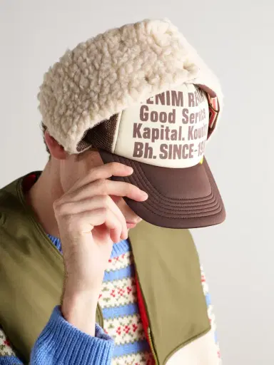 KAPITAL Denim Repair Service Fleece-Trimmed Printed Canvas and Mesh Trucker Cap - Men | Thumbnail 5 KAPITAL Denim Repair Service Fleece-Trimmed Printed Canvas and Mesh Trucker Cap - Men | Thumbnail 5