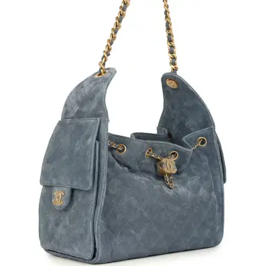 Chanel Chanel Small 25 Hobo Bag Blue Suede Antique Gold Hardware | Thumbnail 2 Chanel Chanel Small 25 Hobo Bag Blue Suede Antique Gold Hardware | Thumbnail 2