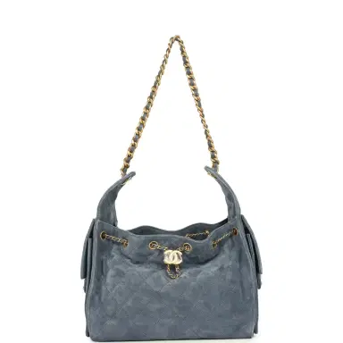 Chanel Chanel Small 25 Hobo Bag Blue Suede Antique Gold Hardware | Thumbnail 6 Chanel Chanel Small 25 Hobo Bag Blue Suede Antique Gold Hardware | Thumbnail 6