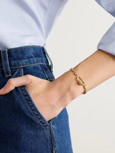 Marla Aaron Chubby Babylock + Small Canned Chain 18-karat Gold Diamond Bracelet | Thumbnail 2 Marla Aaron Chubby Babylock + Small Canned Chain 18-karat Gold Diamond Bracelet | Thumbnail 2
