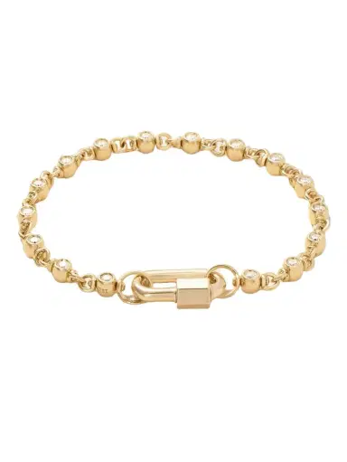 Marla Aaron Chubby Babylock + Small Canned Chain 18-karat Gold Diamond Bracelet | Thumbnail 1 Marla Aaron Chubby Babylock + Small Canned Chain 18-karat Gold Diamond Bracelet | Thumbnail 1