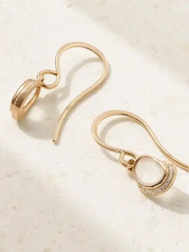 Melissa Joy Manning Crescent Moon 14-karat Recycled Gold, Diamond And Moonstone Earrings | Thumbnail 3 Melissa Joy Manning Crescent Moon 14-karat Recycled Gold, Diamond And Moonstone Earrings | Thumbnail 3