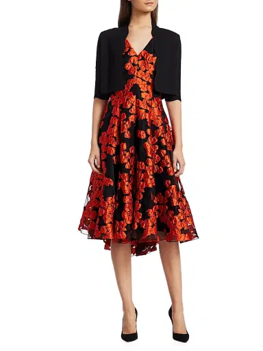 Lela Rose Women's Scallop-Trim Knit Bolero - Black | Thumbnail 2 Lela Rose Women's Scallop-Trim Knit Bolero - Black | Thumbnail 2