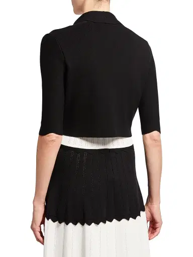 Lela Rose Women's Scallop-Trim Knit Bolero - Black | Thumbnail 3 Lela Rose Women's Scallop-Trim Knit Bolero - Black | Thumbnail 3