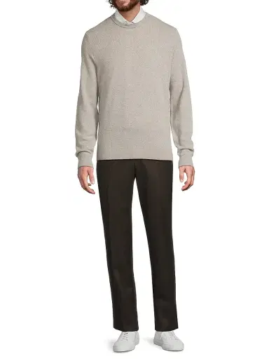 CORNELIANI Men's Two-Tone Wool-Cashmere Sweater - Natural | Thumbnail 2 CORNELIANI Men's Two-Tone Wool-Cashmere Sweater - Natural | Thumbnail 2