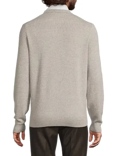 CORNELIANI Men's Two-Tone Wool-Cashmere Sweater - Natural | Thumbnail 5 CORNELIANI Men's Two-Tone Wool-Cashmere Sweater - Natural | Thumbnail 5