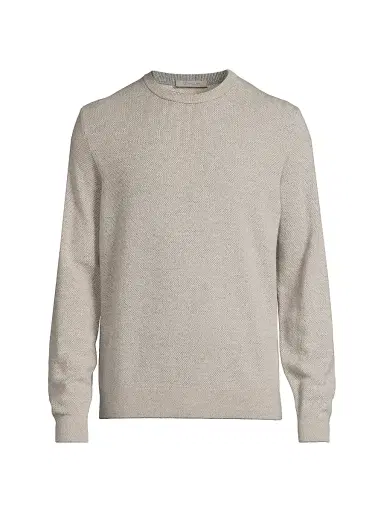 CORNELIANI Men's Two-Tone Wool-Cashmere Sweater - Natural | Thumbnail 1 CORNELIANI Men's Two-Tone Wool-Cashmere Sweater - Natural | Thumbnail 1
