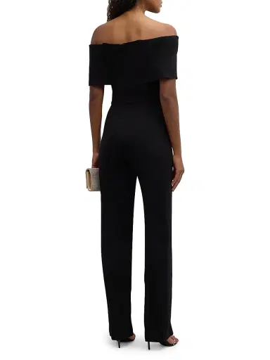 Lela Rose Women's Off-the-Shoulder Crêpe Jumpsuit | Thumbnail 4 Lela Rose Women's Off-the-Shoulder Crêpe Jumpsuit | Thumbnail 4