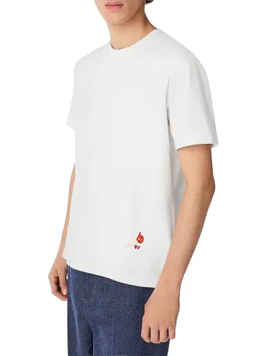 Bottega Veneta Men's Embroidered Matchstick Cotton Jersey T-Shirt - White - Size Small | Thumbnail 2 Bottega Veneta Men's Embroidered Matchstick Cotton Jersey T-Shirt - White - Size Small | Thumbnail 2