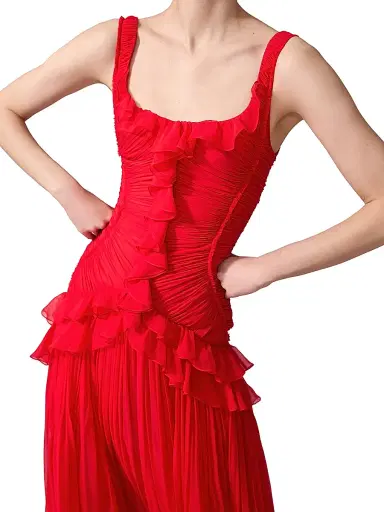 Carolina Herrera Women's Gathered Silk Ruffle Gown - Scarlet | Thumbnail 5 Carolina Herrera Women's Gathered Silk Ruffle Gown - Scarlet | Thumbnail 5