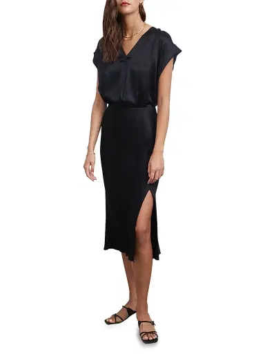 Rails Women's Maya Satin Midi-Skirt - Black | Thumbnail 2 Rails Women's Maya Satin Midi-Skirt - Black | Thumbnail 2