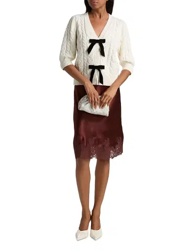Rails Women's Clarissa Bow-Detail Cotton-Blend Cardigan - Cables | Thumbnail 2 Rails Women's Clarissa Bow-Detail Cotton-Blend Cardigan - Cables | Thumbnail 2