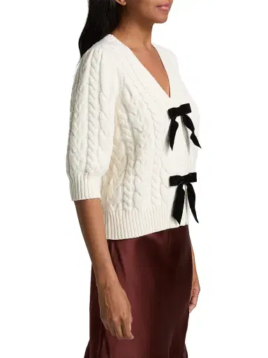 Rails Women's Clarissa Bow-Detail Cotton-Blend Cardigan - Cables | Thumbnail 4 Rails Women's Clarissa Bow-Detail Cotton-Blend Cardigan - Cables | Thumbnail 4