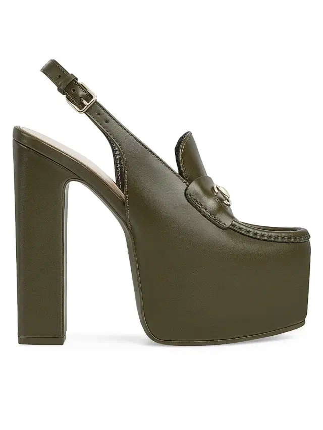 Women's Horsebit Loafer 145MM Platform Slingback Pumps - Luscious Green Women's Horsebit Loafer 145MM Platform Slingback Pumps - Luscious Green