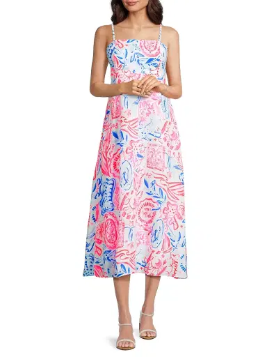 Lilly Pulitzer Women's Jorgian Linen Midi-Dress - Resort White Sun Sea Sand - Size 14 | Thumbnail 2 Lilly Pulitzer Women's Jorgian Linen Midi-Dress - Resort White Sun Sea Sand - Size 14 | Thumbnail 2