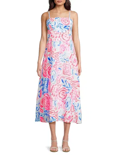 Lilly Pulitzer Women's Jorgian Linen Midi-Dress - Resort White Sun Sea Sand - Size 14 | Thumbnail 3 Lilly Pulitzer Women's Jorgian Linen Midi-Dress - Resort White Sun Sea Sand - Size 14 | Thumbnail 3