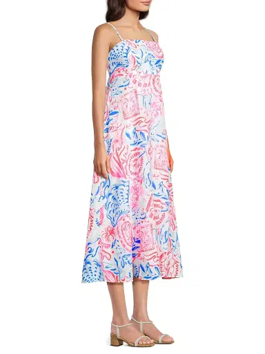 Lilly Pulitzer Women's Jorgian Linen Midi-Dress - Resort White Sun Sea Sand - Size 14 | Thumbnail 4 Lilly Pulitzer Women's Jorgian Linen Midi-Dress - Resort White Sun Sea Sand - Size 14 | Thumbnail 4