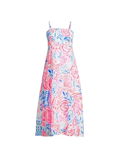Lilly Pulitzer Women's Jorgian Linen Midi-Dress - Resort White Sun Sea Sand - Size 14 | Thumbnail 1 Lilly Pulitzer Women's Jorgian Linen Midi-Dress - Resort White Sun Sea Sand - Size 14 | Thumbnail 1