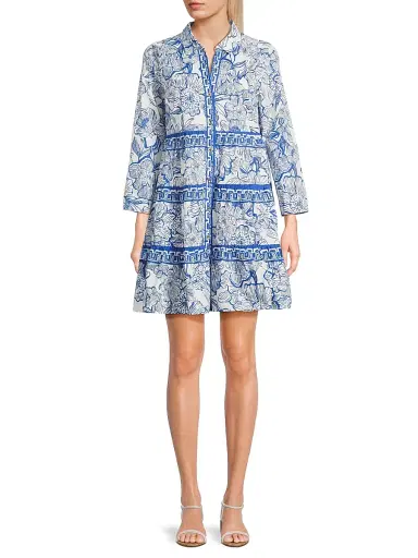 Lilly Pulitzer Women's Angie Floral Mini-Shirtdress - Coconut Unforgettable - Size 12 | Thumbnail 2 Lilly Pulitzer Women's Angie Floral Mini-Shirtdress - Coconut Unforgettable - Size 12 | Thumbnail 2