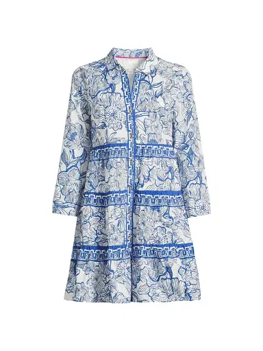 Lilly Pulitzer Women's Angie Floral Mini-Shirtdress - Coconut Unforgettable - Size 12 | Thumbnail 1 Lilly Pulitzer Women's Angie Floral Mini-Shirtdress - Coconut Unforgettable - Size 12 | Thumbnail 1