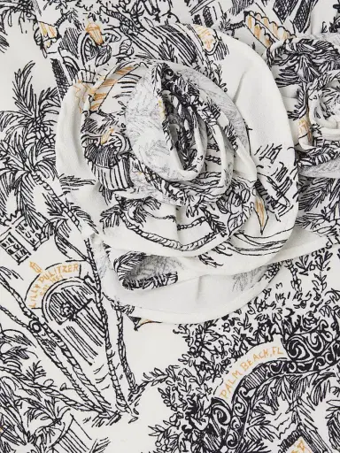 Lilly Pulitzer Women's Lu Rosette-Cuff Toile Crêpe Minidress - Coconut Toile | Thumbnail 6 Lilly Pulitzer Women's Lu Rosette-Cuff Toile Crêpe Minidress - Coconut Toile | Thumbnail 6