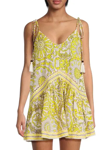 Ramy Brook Women's Gigi Printed Cotton Mini Cover-Up Dress - Sunglow Combo | Thumbnail 3 Ramy Brook Women's Gigi Printed Cotton Mini Cover-Up Dress - Sunglow Combo | Thumbnail 3