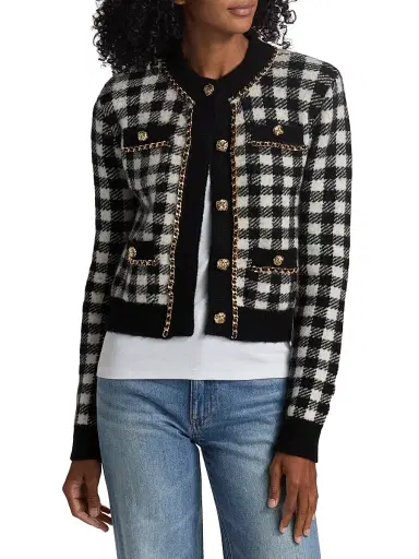 Generation Love Women's Selma Checked Jacquard Cardigan - Black | Thumbnail 3 Generation Love Women's Selma Checked Jacquard Cardigan - Black | Thumbnail 3