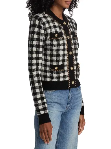 Generation Love Women's Selma Checked Jacquard Cardigan - Black | Thumbnail 4 Generation Love Women's Selma Checked Jacquard Cardigan - Black | Thumbnail 4