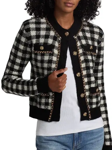 Generation Love Women's Selma Checked Jacquard Cardigan - Black | Thumbnail 6 Generation Love Women's Selma Checked Jacquard Cardigan - Black | Thumbnail 6