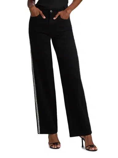 Generation Love Women's Erika Crystal-Embellished High-Rise Wide Leg Jeans - Black | Thumbnail 3 Generation Love Women's Erika Crystal-Embellished High-Rise Wide Leg Jeans - Black | Thumbnail 3