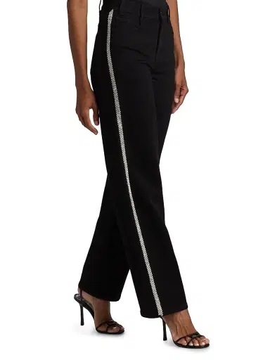 Generation Love Women's Erika Crystal-Embellished High-Rise Wide Leg Jeans - Black | Thumbnail 4 Generation Love Women's Erika Crystal-Embellished High-Rise Wide Leg Jeans - Black | Thumbnail 4