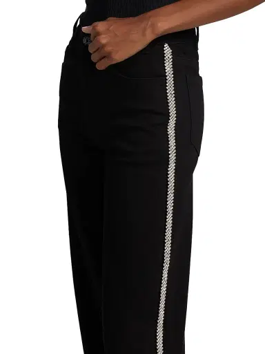 Generation Love Women's Erika Crystal-Embellished High-Rise Wide Leg Jeans - Black | Thumbnail 6 Generation Love Women's Erika Crystal-Embellished High-Rise Wide Leg Jeans - Black | Thumbnail 6