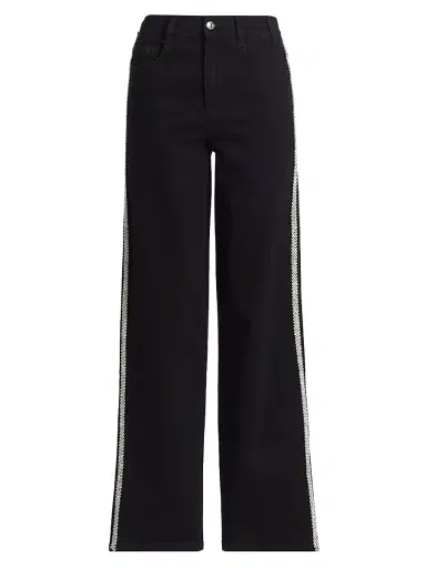 Generation Love Women's Erika Crystal-Embellished High-Rise Wide Leg Jeans - Black | Thumbnail 1 Generation Love Women's Erika Crystal-Embellished High-Rise Wide Leg Jeans - Black | Thumbnail 1