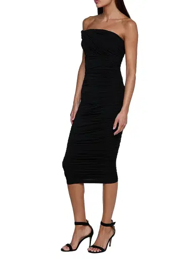 L'AGENCE Women's Cheryl Shirred One-Shoulder Midi-Dress - Black | Thumbnail 3 L'AGENCE Women's Cheryl Shirred One-Shoulder Midi-Dress - Black | Thumbnail 3