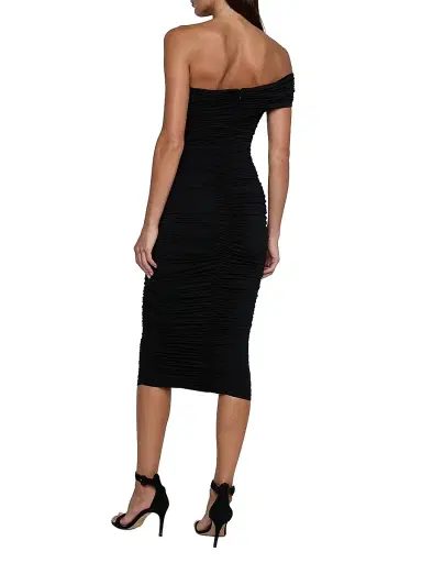 L'AGENCE Women's Cheryl Shirred One-Shoulder Midi-Dress - Black | Thumbnail 4 L'AGENCE Women's Cheryl Shirred One-Shoulder Midi-Dress - Black | Thumbnail 4