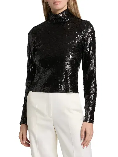 rag & bone Women's Lucy Sequined Mock Turtleneck Sweater - Black | Thumbnail 3 rag & bone Women's Lucy Sequined Mock Turtleneck Sweater - Black | Thumbnail 3