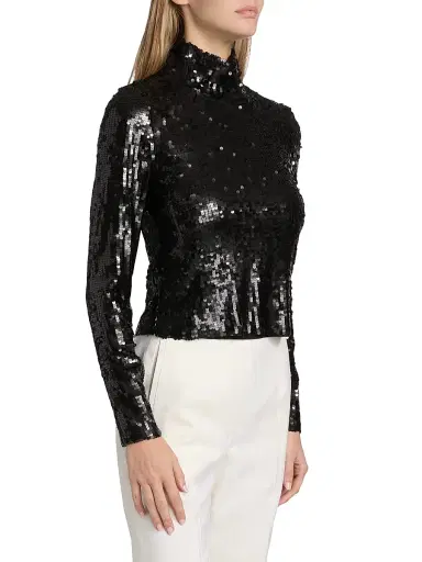 rag & bone Women's Lucy Sequined Mock Turtleneck Sweater - Black | Thumbnail 4 rag & bone Women's Lucy Sequined Mock Turtleneck Sweater - Black | Thumbnail 4
