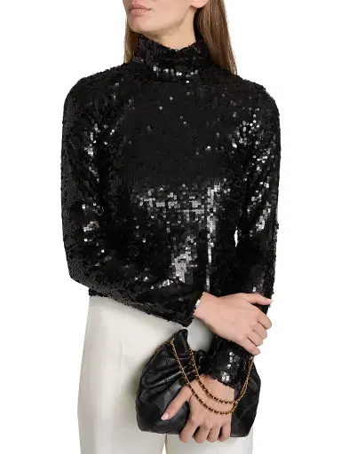 rag & bone Women's Lucy Sequined Mock Turtleneck Sweater - Black | Thumbnail 6 rag & bone Women's Lucy Sequined Mock Turtleneck Sweater - Black | Thumbnail 6