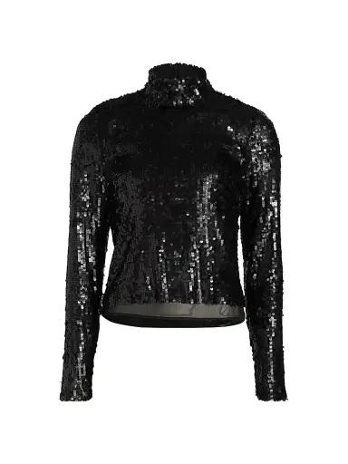 rag & bone Women's Lucy Sequined Mock Turtleneck Sweater - Black | Thumbnail 1 rag & bone Women's Lucy Sequined Mock Turtleneck Sweater - Black | Thumbnail 1