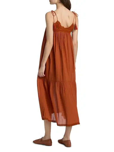 Ulla Johnson Women's Linnea Cotton V-Neck Midi-Dress - Sienna | Thumbnail 5 Ulla Johnson Women's Linnea Cotton V-Neck Midi-Dress - Sienna | Thumbnail 5