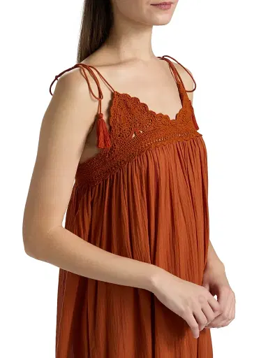 Ulla Johnson Women's Linnea Cotton V-Neck Midi-Dress - Sienna | Thumbnail 6 Ulla Johnson Women's Linnea Cotton V-Neck Midi-Dress - Sienna | Thumbnail 6