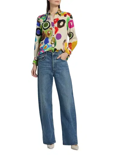 Libertine Women's JH Gouache New Classic Shirt - Cream Multi | Thumbnail 2 Libertine Women's JH Gouache New Classic Shirt - Cream Multi | Thumbnail 2