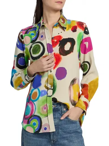 Libertine Women's JH Gouache New Classic Shirt - Cream Multi | Thumbnail 3 Libertine Women's JH Gouache New Classic Shirt - Cream Multi | Thumbnail 3