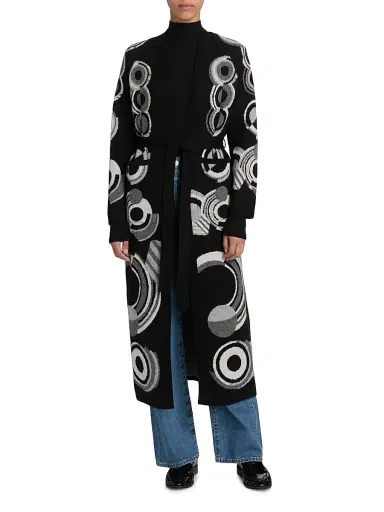 Libertine Women's Sonia Longline Cashmere Belted Cardigan - Black Multi - Size Medium | Thumbnail 2 Libertine Women's Sonia Longline Cashmere Belted Cardigan - Black Multi - Size Medium | Thumbnail 2