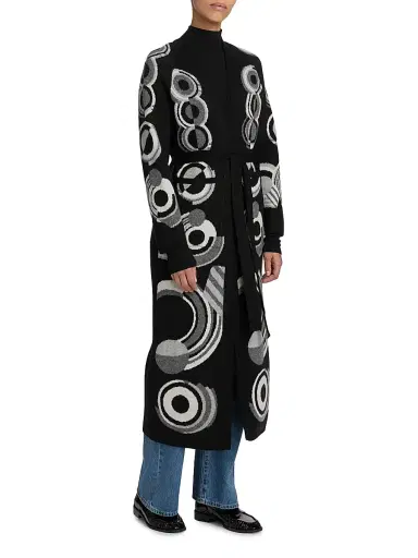 Libertine Women's Sonia Longline Cashmere Belted Cardigan - Black Multi - Size Medium | Thumbnail 4 Libertine Women's Sonia Longline Cashmere Belted Cardigan - Black Multi - Size Medium | Thumbnail 4