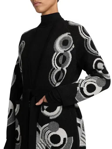 Libertine Women's Sonia Longline Cashmere Belted Cardigan - Black Multi - Size Medium | Thumbnail 6 Libertine Women's Sonia Longline Cashmere Belted Cardigan - Black Multi - Size Medium | Thumbnail 6