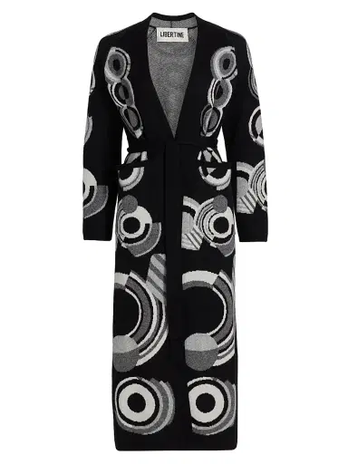 Libertine Women's Sonia Longline Cashmere Belted Cardigan - Black Multi - Size Medium | Thumbnail 1 Libertine Women's Sonia Longline Cashmere Belted Cardigan - Black Multi - Size Medium | Thumbnail 1