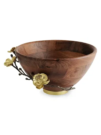 Michael Aram Gold Orchid Wooden Bowl - Brown | Thumbnail 2 Michael Aram Gold Orchid Wooden Bowl - Brown | Thumbnail 2