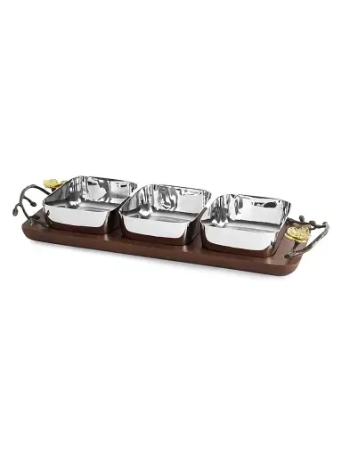 Michael Aram Gold Orchid Triple Bowl - Brown | Thumbnail 2 Michael Aram Gold Orchid Triple Bowl - Brown | Thumbnail 2